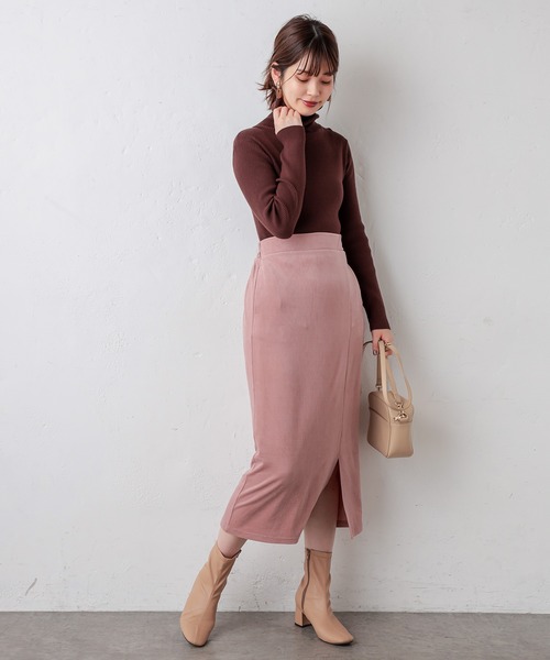 natural couture（ナチュラルクチュール）の「サイドスリットタイトスカート（スカート・レディース・ライトベージュ/ピンク/ブルー/ダークブラウン・FREE）」の15枚目の写真