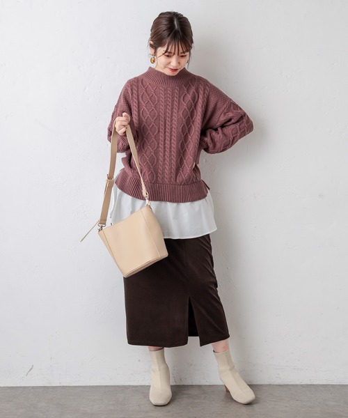 natural couture（ナチュラルクチュール）の「サイドスリットタイトスカート（スカート・レディース・ライトベージュ/ピンク/ブルー/ダークブラウン・FREE）」の6枚目の写真