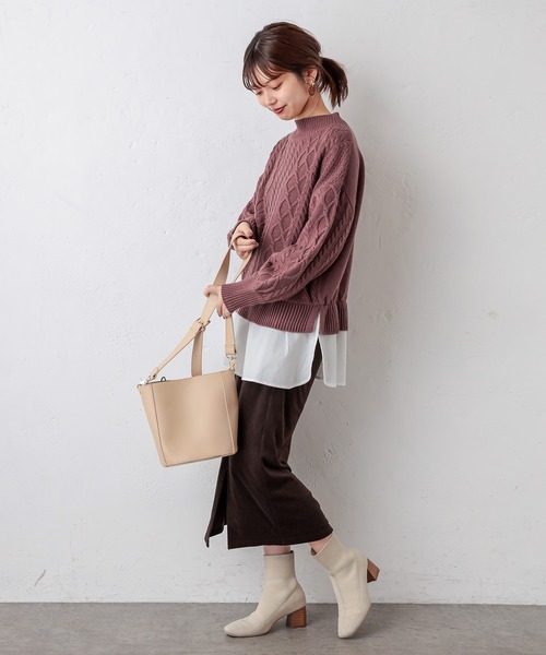 natural couture（ナチュラルクチュール）の「サイドスリットタイトスカート（スカート・レディース・ライトベージュ/ピンク/ブルー/ダークブラウン・FREE）」の7枚目の写真