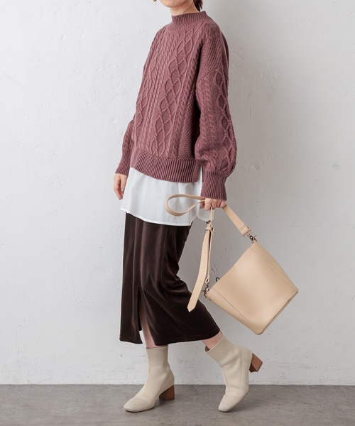 natural couture（ナチュラルクチュール）の「サイドスリットタイトスカート（スカート・レディース・ライトベージュ/ピンク/ブルー/ダークブラウン・FREE）」の5枚目の写真