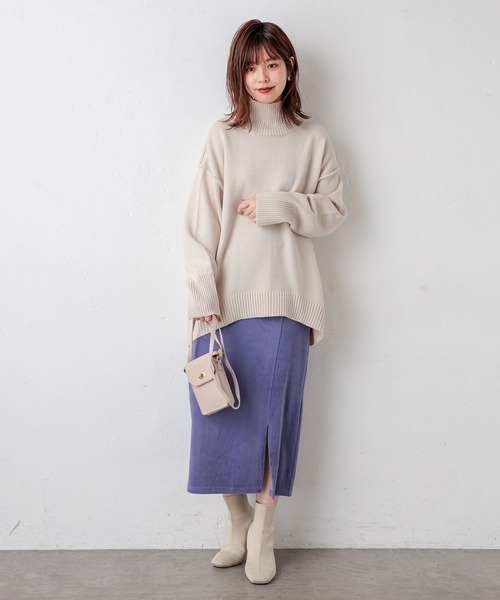 natural couture（ナチュラルクチュール）の「サイドスリットタイトスカート（スカート・レディース・ライトベージュ/ピンク/ブルー/ダークブラウン・FREE）」の12枚目の写真