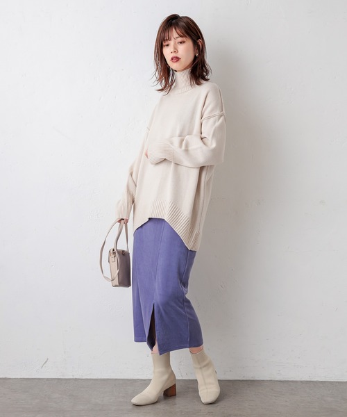 natural couture（ナチュラルクチュール）の「サイドスリットタイトスカート（スカート・レディース・ライトベージュ/ピンク/ブルー/ダークブラウン・FREE）」の13枚目の写真