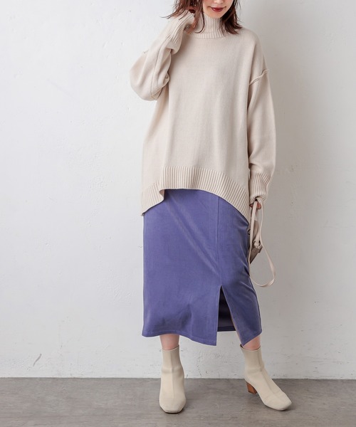 natural couture（ナチュラルクチュール）の「サイドスリットタイトスカート（スカート・レディース・ライトベージュ/ピンク/ブルー/ダークブラウン・FREE）」の11枚目の写真