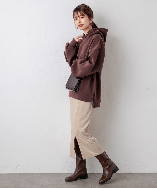 natural couture（ナチュラルクチュール）の「サイドスリットタイトスカート（スカート・レディース・ライトベージュ/ピンク/ブルー/ダークブラウン・FREE）」の10枚目の写真