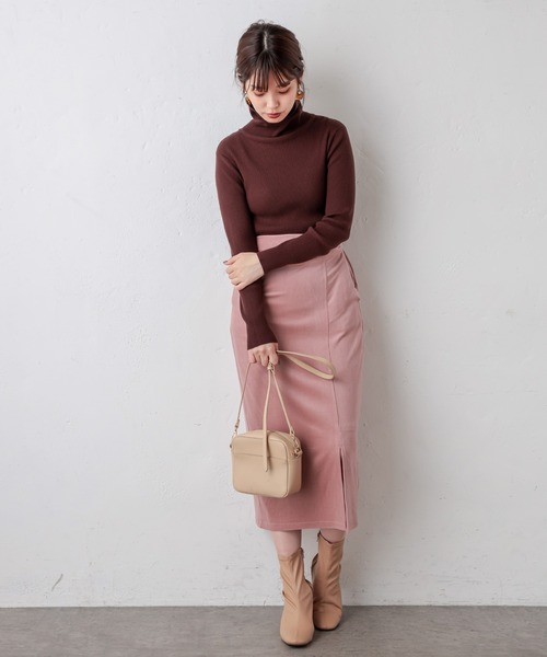 natural couture（ナチュラルクチュール）の「サイドスリットタイトスカート（スカート・レディース・ライトベージュ/ピンク/ブルー/ダークブラウン・FREE）」の14枚目の写真