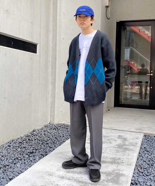 WHO'S WHO gallery（フーズフーギャラリー）の「【KOOKY'N/クーキー】S/S アーガイルカーディガン（カーディガン/ボレロ・メンズ・ブラック/ネイビー/グレー・FREE）」の9枚目の写真