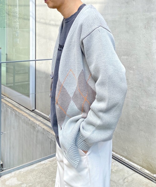 WHO'S WHO gallery（フーズフーギャラリー）の「【KOOKY'N/クーキー】S/S アーガイルカーディガン（カーディガン/ボレロ・メンズ・ブラック/ネイビー/グレー・FREE）」の12枚目の写真