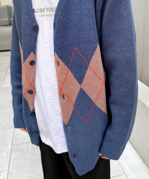 WHO'S WHO gallery（フーズフーギャラリー）の「【KOOKY'N/クーキー】S/S アーガイルカーディガン（カーディガン/ボレロ・メンズ・ブラック/ネイビー/グレー・FREE）」の16枚目の写真