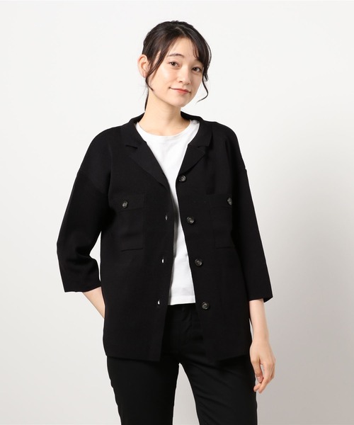 LBC(エルビーシー)の「開襟ニットシャツジャケット(カーディガン/ボレロ・レディース・ブラック/ベージュ・M/L)」の17枚目の写真