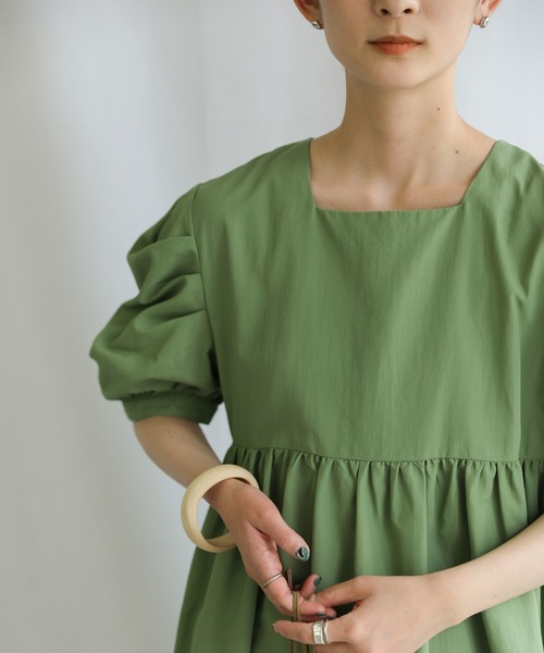 select MOCA（セレクトモカ）の「2021 SS カウルスリーブワンピース（ワンピース・レディース・ブラウン/グリーン/アイボリー・FREE）」の9枚目の写真
