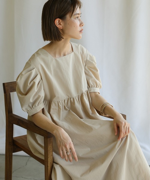 select MOCA（セレクトモカ）の「2021 SS カウルスリーブワンピース（ワンピース・レディース・ブラウン/グリーン/アイボリー・FREE）」の14枚目の写真