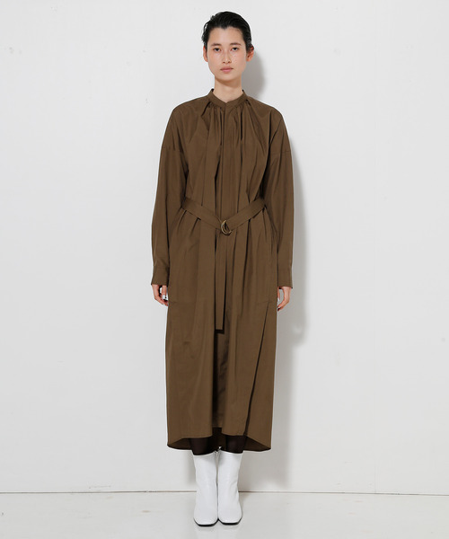 UNDECORATED（アンデコレイテッド）の「UNDECORATED アンデコレイテッド / COTTON GATHER DRESS コットンギャザードレスワンピース / UDF21206（ワンピース・レディース・ブラック/ブラウン/ホワイト・FREE）」の3枚目の写真