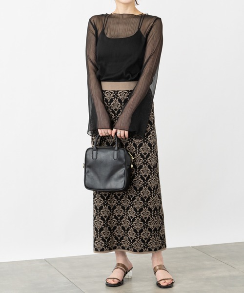 COLONY 2139(コロニートゥーワンスリーナイン)の「麻タッチダマスク柄ニットスカート(スカート・レディース・ブラック/ベージュ・FREE)」の19枚目の写真