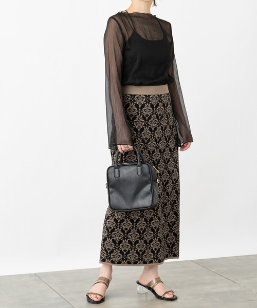 COLONY 2139(コロニートゥーワンスリーナイン)の「麻タッチダマスク柄ニットスカート(スカート・レディース・ブラック/ベージュ・FREE)」の21枚目の写真