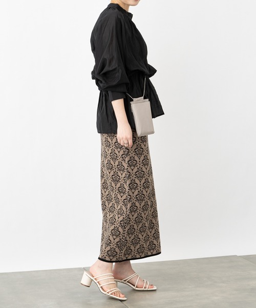 COLONY 2139(コロニートゥーワンスリーナイン)の「麻タッチダマスク柄ニットスカート(スカート・レディース・ブラック/ベージュ・FREE)」の8枚目の写真