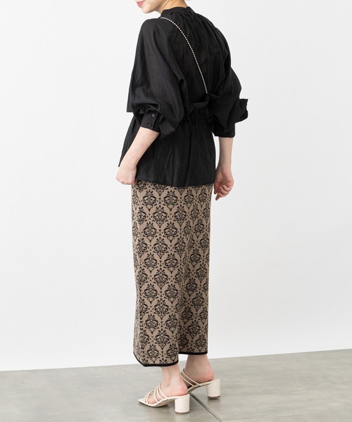 COLONY 2139(コロニートゥーワンスリーナイン)の「麻タッチダマスク柄ニットスカート(スカート・レディース・ブラック/ベージュ・FREE)」の12枚目の写真