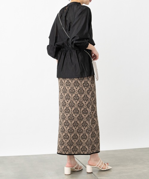 COLONY 2139(コロニートゥーワンスリーナイン)の「麻タッチダマスク柄ニットスカート(スカート・レディース・ブラック/ベージュ・FREE)」の13枚目の写真