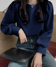 ガーリードール Girly Doll シャツ （ネイビー） サイドシャーリングチェックシャツ（シャツ/ブラウス）｜Girly