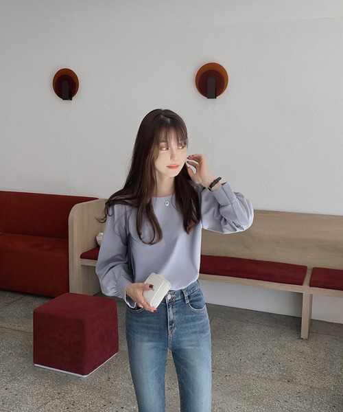 Girly Doll（ガーリードール）の「ギャザーボリューム袖ブラウス（シャツ/ブラウス・レディース・オフホワイト/ブルー/ブラック/ピンクベージュ/ミント/グレイッシュベージュ/ネイビー/グレー/ベージュ・M/L）」の20枚目の写真