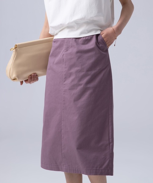 SAISON DE PAPILLON(セゾンドパピヨン)の「【綿100%】Iラインセミタイトスカート(スカート・レディース・パープル/ネイビー/グリーン・S/M/L/XL)」の1枚目の写真