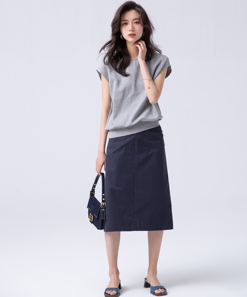 SAISON DE PAPILLON(セゾンドパピヨン)の「【綿100%】Iラインセミタイトスカート(スカート・レディース・パープル/ネイビー/グリーン・S/M/L/XL)」の6枚目の写真