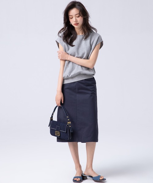 SAISON DE PAPILLON(セゾンドパピヨン)の「【綿100%】Iラインセミタイトスカート(スカート・レディース・パープル/ネイビー/グリーン・S/M/L/XL)」の13枚目の写真