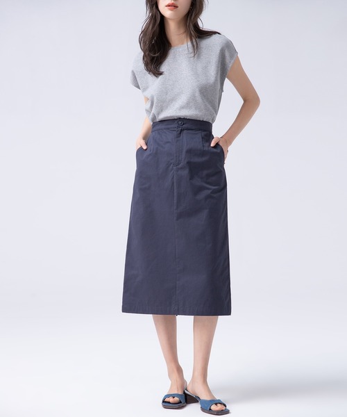 SAISON DE PAPILLON(セゾンドパピヨン)の「【綿100%】Iラインセミタイトスカート(スカート・レディース・パープル/ネイビー/グリーン・S/M/L/XL)」の9枚目の写真