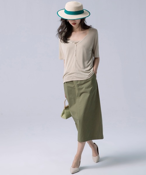 SAISON DE PAPILLON(セゾンドパピヨン)の「【綿100%】Iラインセミタイトスカート(スカート・レディース・パープル/ネイビー/グリーン・S/M/L/XL)」の8枚目の写真