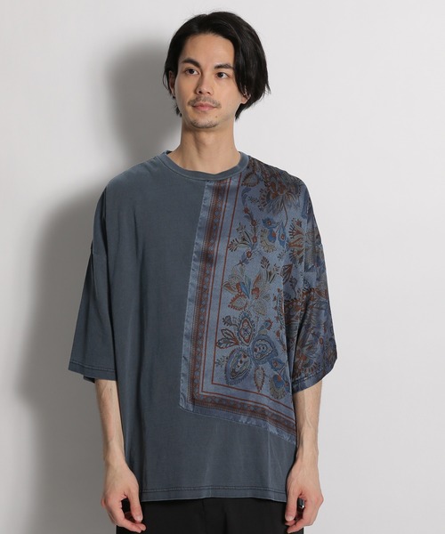 niko and...(ニコアンド)の「バンダナピグメントTシャツ(Tシャツ/カットソー・メンズ・ブルー/スモーク/ダークブルー・MEDIUM/LARGE)」の9枚目の写真