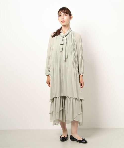 IENA ワンピース セール】ランダムプリーツシフォンティアードワンピース