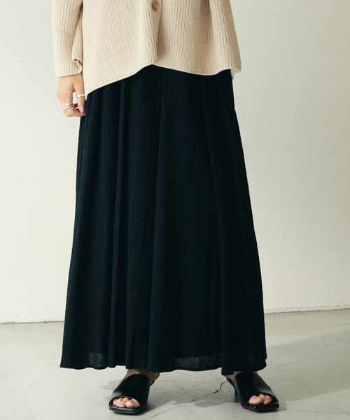 OUTERSUNSET（アウターサンセット）の「washer flare skirt（スカート・レディース・ブラック/ブラウン・FREE）」の2枚目の写真