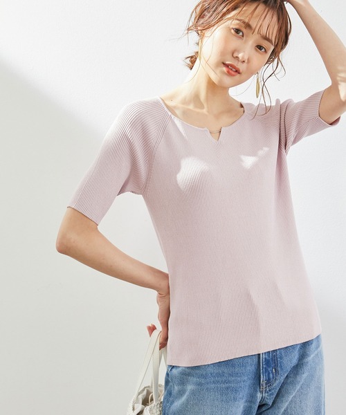 ROPE' PICNIC(ロペピクニック)の「【UVケア】【2WAY】ゴールドバーツキリブプルオーバー(ニット/セーター・レディース・ブラック/ベージュ/ネイビー/サックスブルー/ピンク/イエロー・40/38)」の6枚目の写真