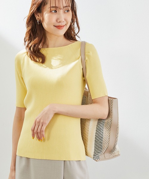 ROPE' PICNIC(ロペピクニック)の「【UVケア】【2WAY】ゴールドバーツキリブプルオーバー(ニット/セーター・レディース・ブラック/ベージュ/ネイビー/サックスブルー/ピンク/イエロー・40/38)」の5枚目の写真