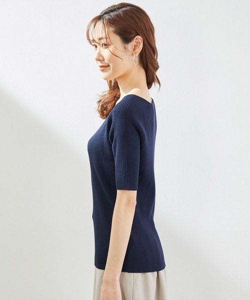 ROPE' PICNIC(ロペピクニック)の「【UVケア】【2WAY】ゴールドバーツキリブプルオーバー(ニット/セーター・レディース・ブラック/ベージュ/ネイビー/サックスブルー/ピンク/イエロー・40/38)」の13枚目の写真