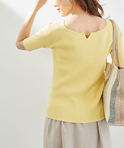 ROPE' PICNIC(ロペピクニック)の「【UVケア】【2WAY】ゴールドバーツキリブプルオーバー(ニット/セーター・レディース・ブラック/ベージュ/ネイビー/サックスブルー/ピンク/イエロー・40/38)」の12枚目の写真