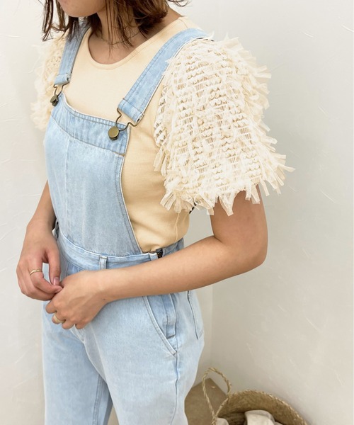 apres jour clair(アプレジュールクレア)の「【apres jour clair】異素材ドッキングトップス【ZOZOTOWN限定アイテム】(Tシャツ/カットソー・レディース・ベージュ/オフホワイト・フリー/X-LARGE)」の2枚目の写真
