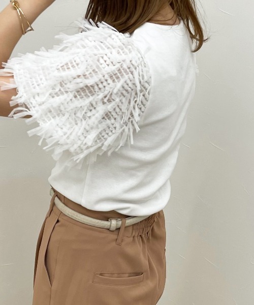 apres jour clair(アプレジュールクレア)の「【apres jour clair】異素材ドッキングトップス【ZOZOTOWN限定アイテム】(Tシャツ/カットソー・レディース・ベージュ/オフホワイト・フリー/X-LARGE)」の3枚目の写真