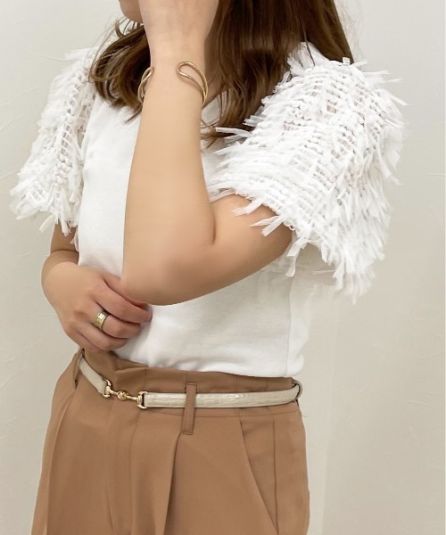apres jour clair(アプレジュールクレア)の「【apres jour clair】異素材ドッキングトップス【ZOZOTOWN限定アイテム】(Tシャツ/カットソー・レディース・ベージュ/オフホワイト・フリー/X-LARGE)」の4枚目の写真