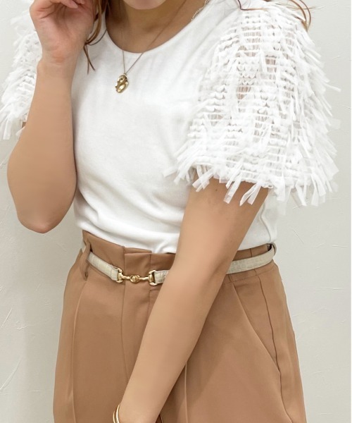 apres jour clair(アプレジュールクレア)の「【apres jour clair】異素材ドッキングトップス【ZOZOTOWN限定アイテム】(Tシャツ/カットソー・レディース・ベージュ/オフホワイト・フリー/X-LARGE)」の6枚目の写真