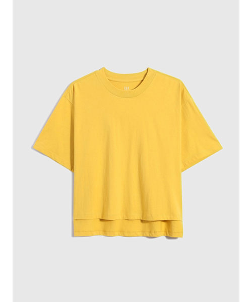 GAP（ギャップ）の「コットン ドロップショルダー Tシャツ（Tシャツ/カットソー・レディース・イエロー/オレンジ/ブルー/グリーン・S/M/L/XL/XS/XXS）」の6枚目の写真