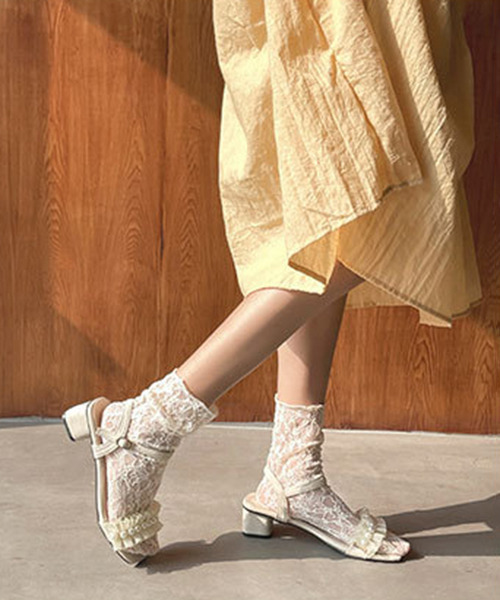 c.u.l（シーユーエル）の「【c.u.l】ラッセルレースソックス cula200（ソックス/靴下・レディース・ホワイト/ブラック/ブラウン/ライトベージュ・FREE）」の6枚目の写真