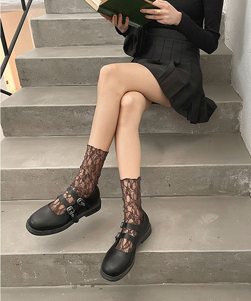 c.u.l（シーユーエル）の「【c.u.l】ラッセルレースソックス cula200（ソックス/靴下・レディース・ホワイト/ブラック/ブラウン/ライトベージュ・FREE）」の8枚目の写真