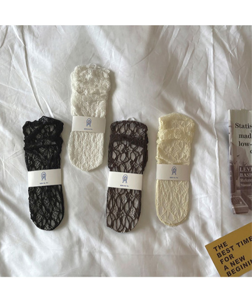 c.u.l（シーユーエル）の「【c.u.l】ラッセルレースソックス cula200（ソックス/靴下・レディース・ホワイト/ブラック/ブラウン/ライトベージュ・FREE）」の14枚目の写真