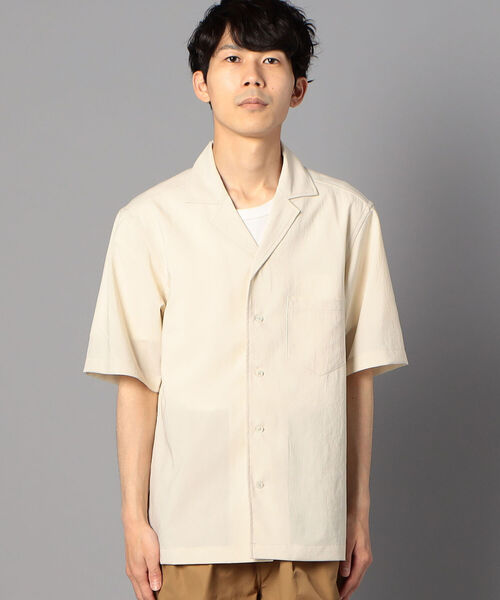 GLOSTER（グロスター）の「EVALET QUICK DRY  オープンカラーシャツ (※シワになりにくい素材を使用！)（シャツ/ブラウス・メンズ・ネイビー/アイボリー/ブラウン・SMALL/MEDIUM/LARGE）」の4枚目の写真