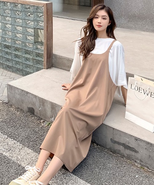 LUGG NAGG（ラグナグ）の「キャミワンピース＆ワイドスリーブシャツセットアップ（ワンピース・レディース・アッシュブラウン/ブラック・M/XL/L）」の4枚目の写真