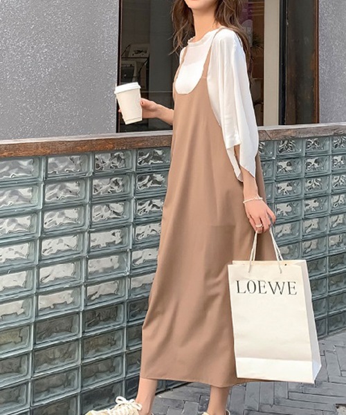 LUGG NAGG（ラグナグ）の「キャミワンピース＆ワイドスリーブシャツセットアップ（ワンピース・レディース・アッシュブラウン/ブラック・M/XL/L）」の5枚目の写真