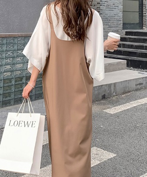 LUGG NAGG（ラグナグ）の「キャミワンピース＆ワイドスリーブシャツセットアップ（ワンピース・レディース・アッシュブラウン/ブラック・M/XL/L）」の6枚目の写真