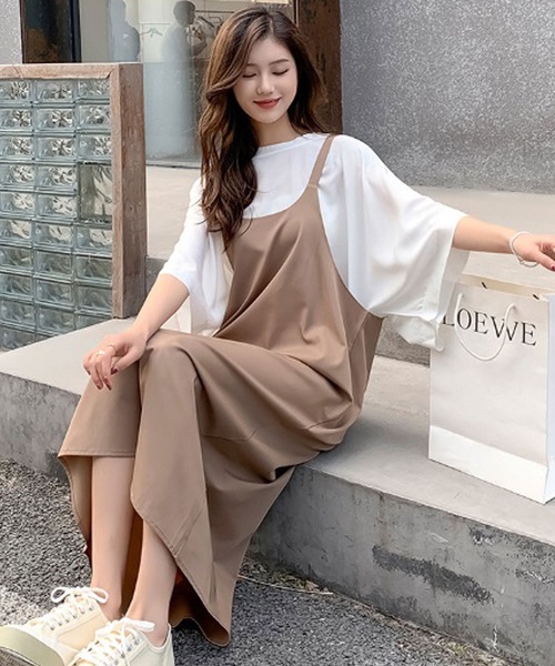 LUGG NAGG（ラグナグ）の「キャミワンピース＆ワイドスリーブシャツセットアップ（ワンピース・レディース・アッシュブラウン/ブラック・M/XL/L）」の7枚目の写真