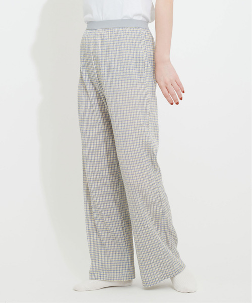 CHILD WOMAN（チャイルドウーマン）の「ギンガムブルーゼロングパンツ（その他パンツ・レディース・サックスブルー/イエロー/グリーン/ボルドー/ブラック・FREE）」の3枚目の写真