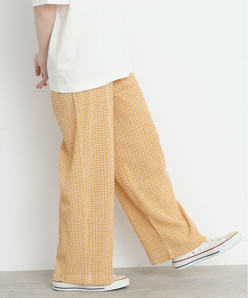 CHILD WOMAN（チャイルドウーマン）の「ギンガムブルーゼロングパンツ（その他パンツ・レディース・サックスブルー/イエロー/グリーン/ボルドー/ブラック・FREE）」の4枚目の写真